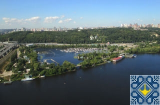Kiev Helicopter Tour Pictures - Vydubychi Lake, Boat Parking Site, Vydubychi Monastery, Kiev