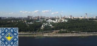 Kiev Helicopter Tour Pictures - Panorama of right bank of Dnieper river, Kiev Pechersk Lavra (Kiev Monastery of the Caves), Kiev